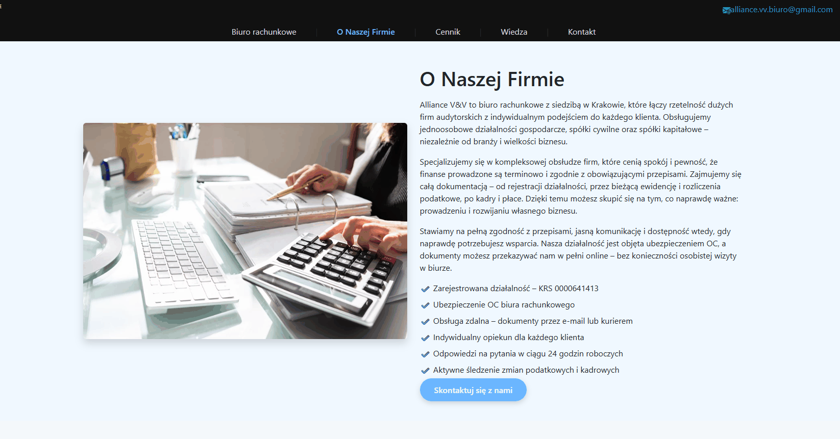 Alliance V&V accounting firm website homepage